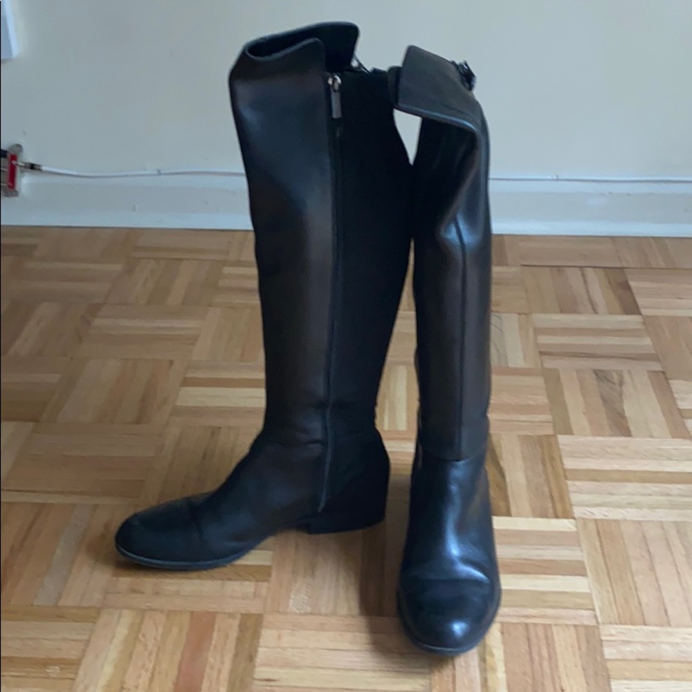 Black over the knee boots with low heel